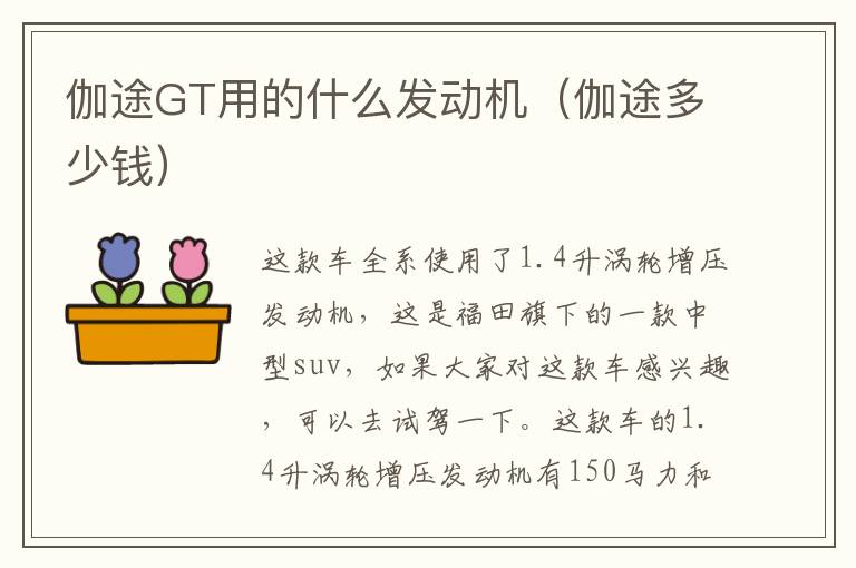 伽途GT用的什么发动机（伽途多少钱）