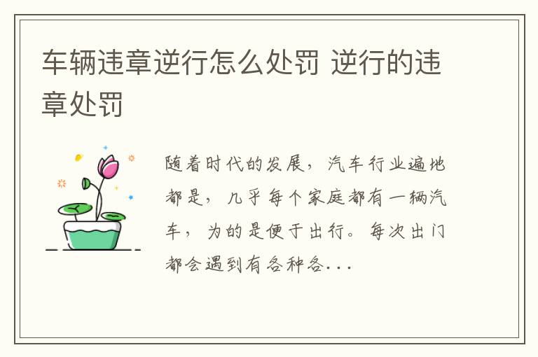 车辆违章逆行怎么处罚 逆行的违章处罚