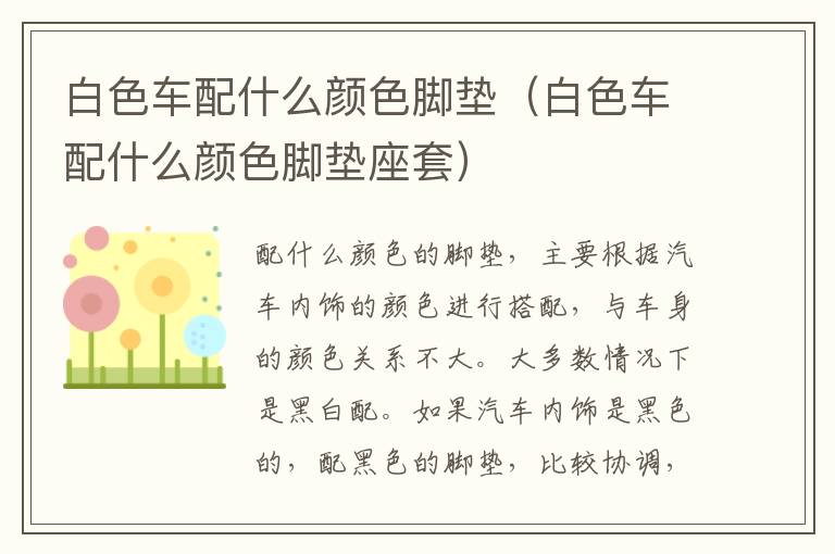 白色车配什么颜色脚垫（白色车配什么颜色脚垫座套）