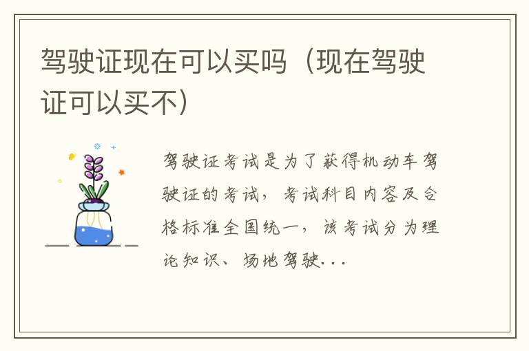 驾驶证现在可以买吗（现在驾驶证可以买不）