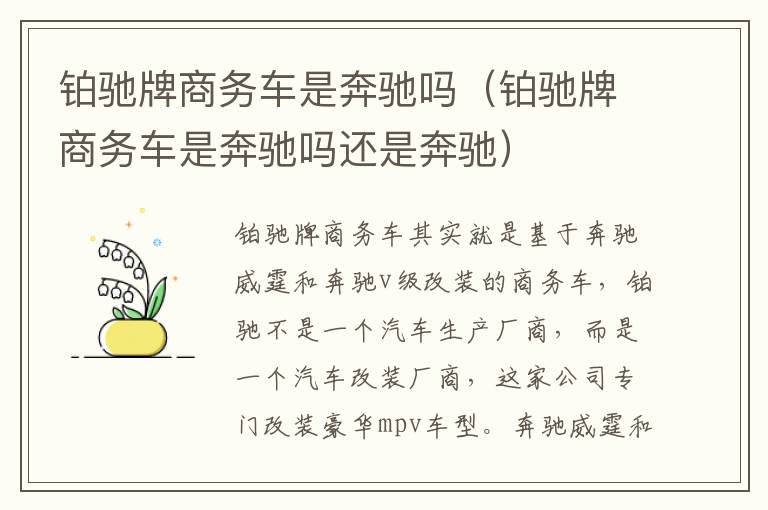 铂驰牌商务车是奔驰吗（铂驰牌商务车是奔驰吗还是奔驰）