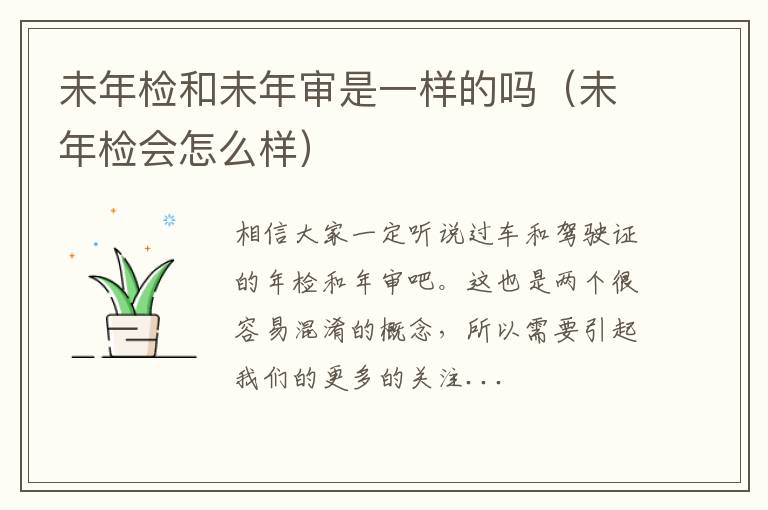 未年检和未年审是一样的吗（未年检会怎么样）