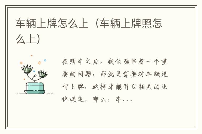 车辆上牌怎么上（车辆上牌照怎么上）