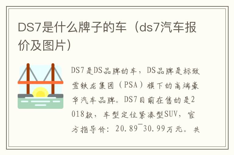 DS7是什么牌子的车（ds7汽车报价及图片）