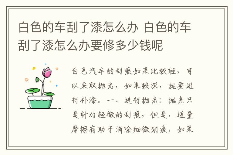 白色的车刮了漆怎么办 白色的车刮了漆怎么办要修多少钱呢