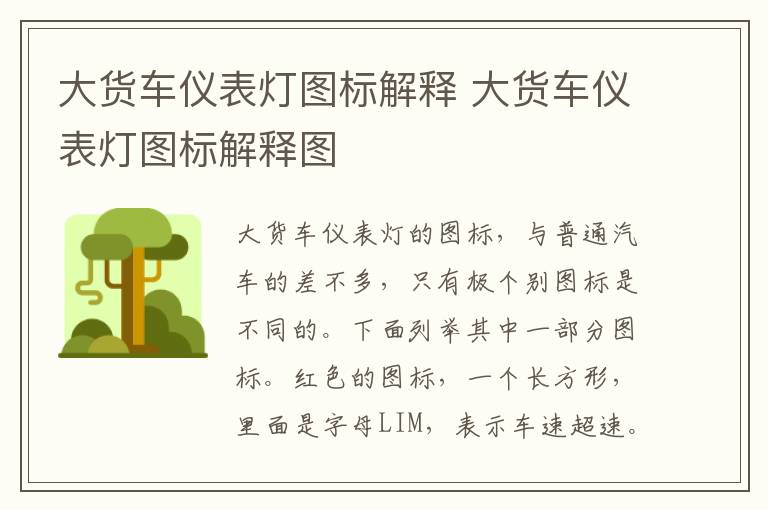 大货车仪表灯图标解释 大货车仪表灯图标解释图