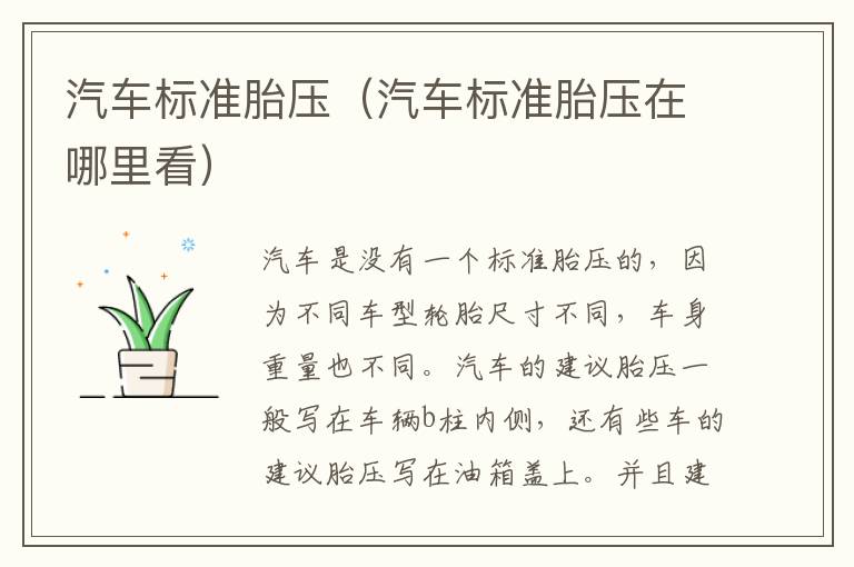 汽车标准胎压（汽车标准胎压在哪里看）