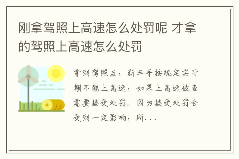 刚拿驾照上高速怎么处罚呢 才拿的驾照上高速怎么处罚