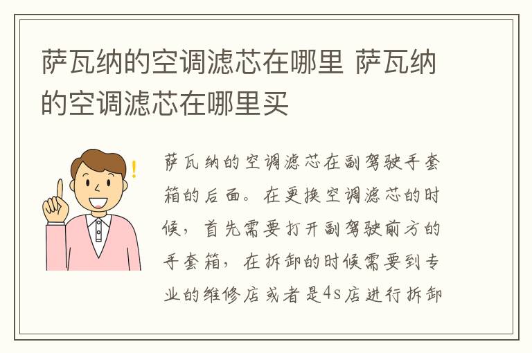 萨瓦纳的空调滤芯在哪里 萨瓦纳的空调滤芯在哪里买
