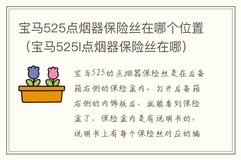 宝马525点烟器保险丝在哪个位置（宝马525l点烟器保险丝在哪）