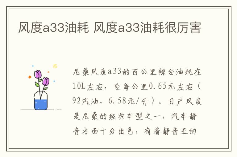 风度a33油耗 风度a33油耗很厉害