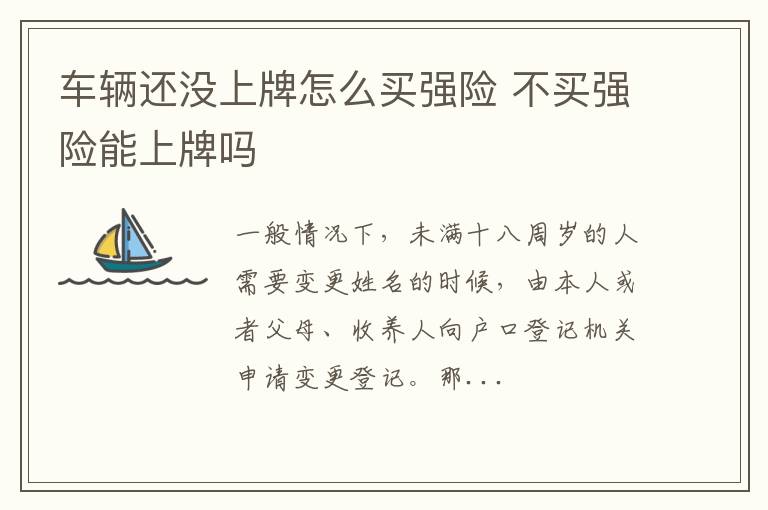 车辆还没上牌怎么买强险 不买强险能上牌吗
