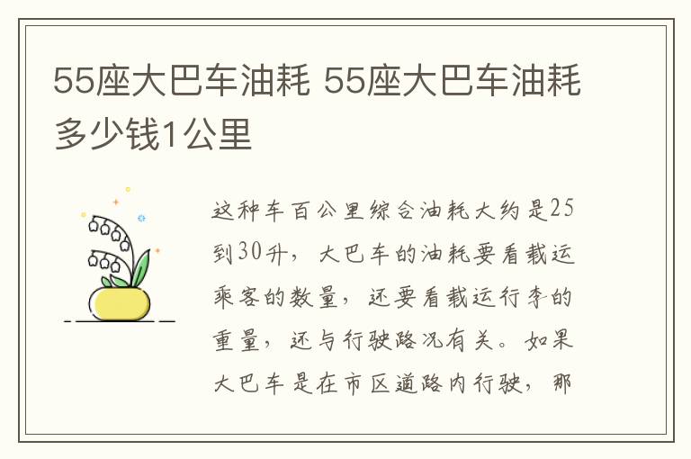 55座大巴车油耗 55座大巴车油耗多少钱1公里