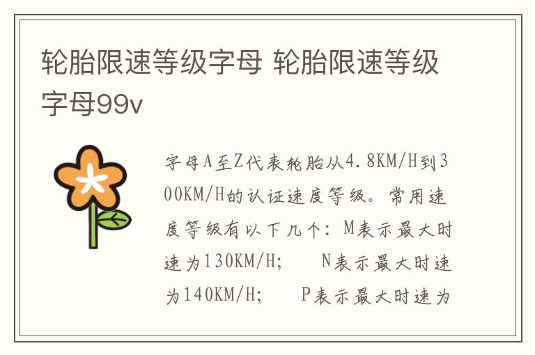 轮胎限速等级字母 轮胎限速等级字母99v