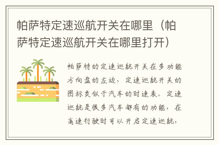 帕萨特定速巡航开关在哪里（帕萨特定速巡航开关在哪里打开）