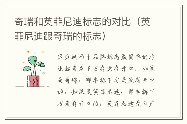 奇瑞和英菲尼迪标志的对比（英菲尼迪跟奇瑞的标志）