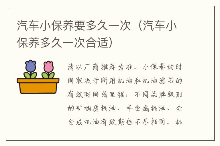 汽车小保养要多久一次（汽车小保养多久一次合适）