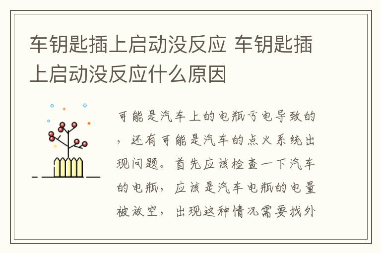 车钥匙插上启动没反应 车钥匙插上启动没反应什么原因