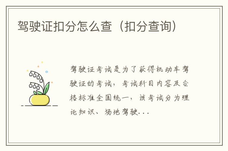 驾驶证扣分怎么查（扣分查询）