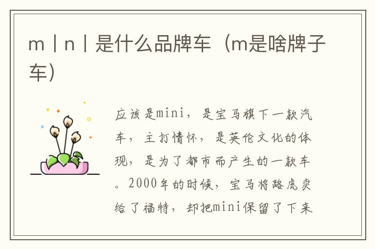 m丨n丨是什么品牌车（m是啥牌子车）