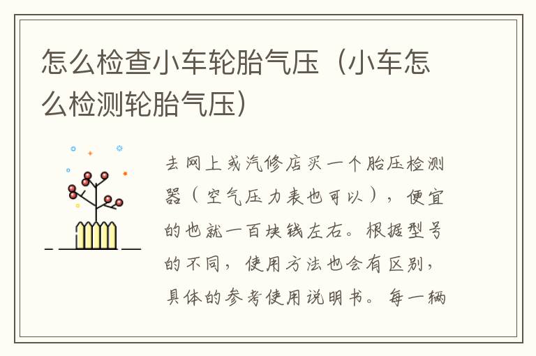 怎么检查小车轮胎气压（小车怎么检测轮胎气压）