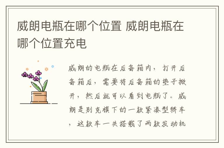 威朗电瓶在哪个位置 威朗电瓶在哪个位置充电