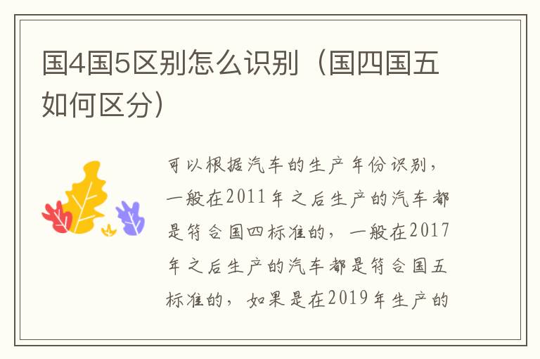 国4国5区别怎么识别（国四国五如何区分）