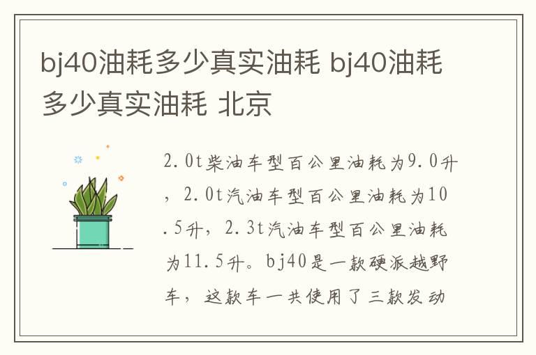 bj40油耗多少真实油耗 bj40油耗多少真实油耗 北京