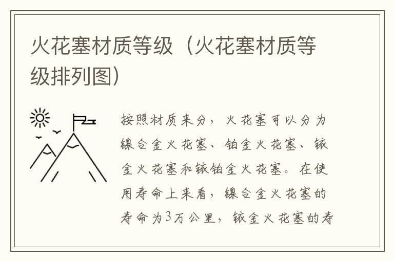 火花塞材质等级（火花塞材质等级排列图）