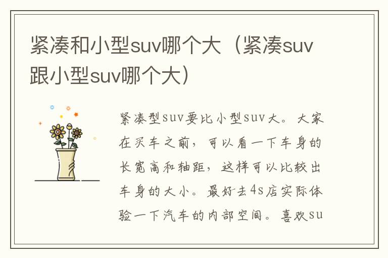 紧凑和小型suv哪个大（紧凑suv跟小型suv哪个大）