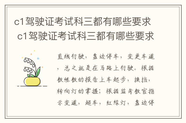 c1驾驶证考试科三都有哪些要求 c1驾驶证考试科三都有哪些要求和条件