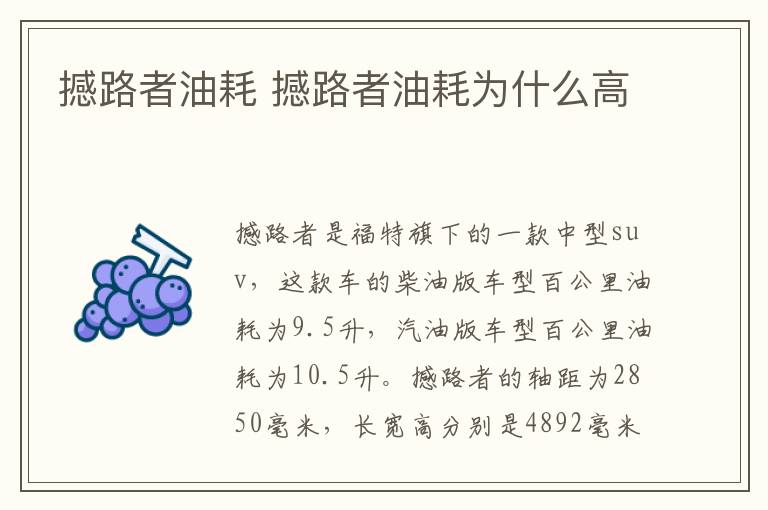撼路者油耗 撼路者油耗为什么高