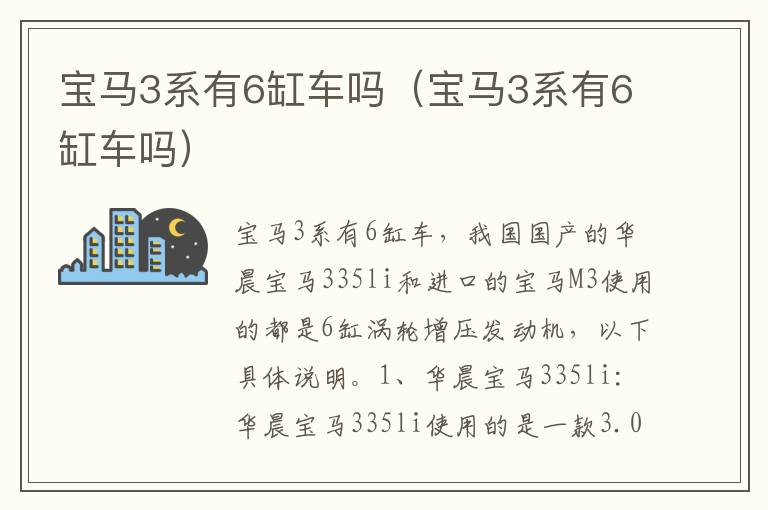 宝马3系有6缸车吗（宝马3系有6缸车吗）