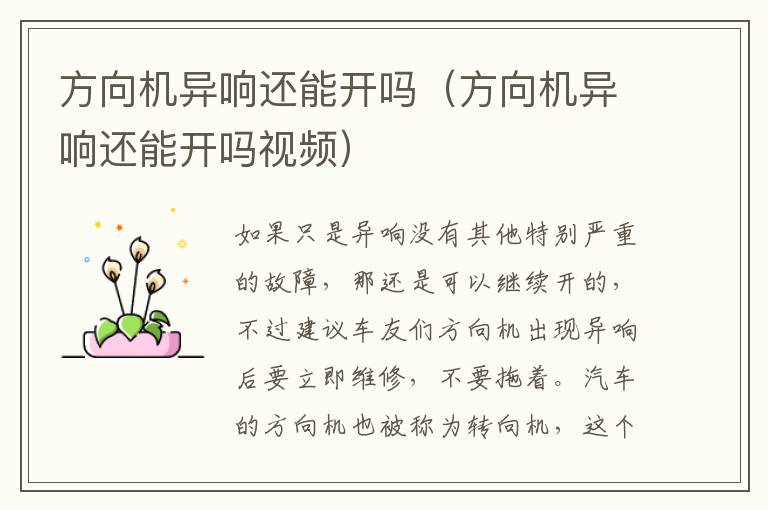 方向机异响还能开吗（方向机异响还能开吗视频）