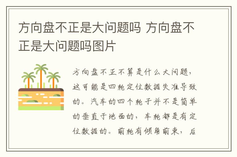 方向盘不正是大问题吗 方向盘不正是大问题吗图片