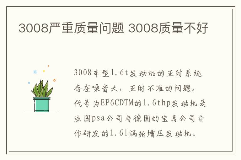 3008严重质量问题 3008质量不好