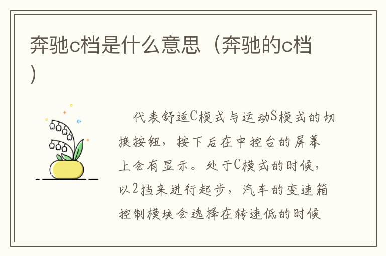 奔驰c档是什么意思（奔驰的c档）