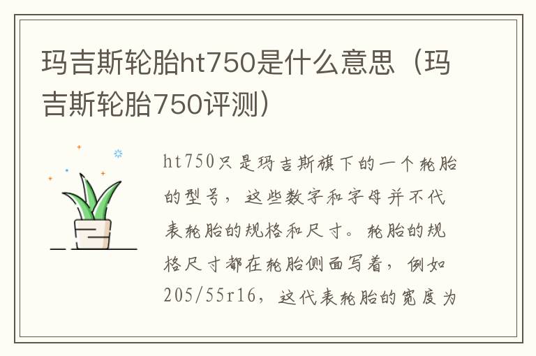 玛吉斯轮胎ht750是什么意思（玛吉斯轮胎750评测）