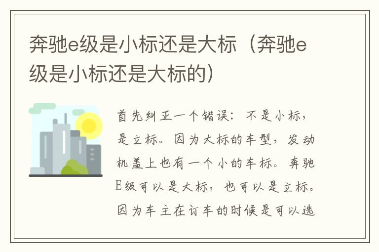 奔驰e级是小标还是大标（奔驰e级是小标还是大标的）
