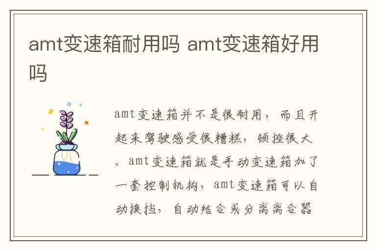 amt变速箱耐用吗 amt变速箱好用吗