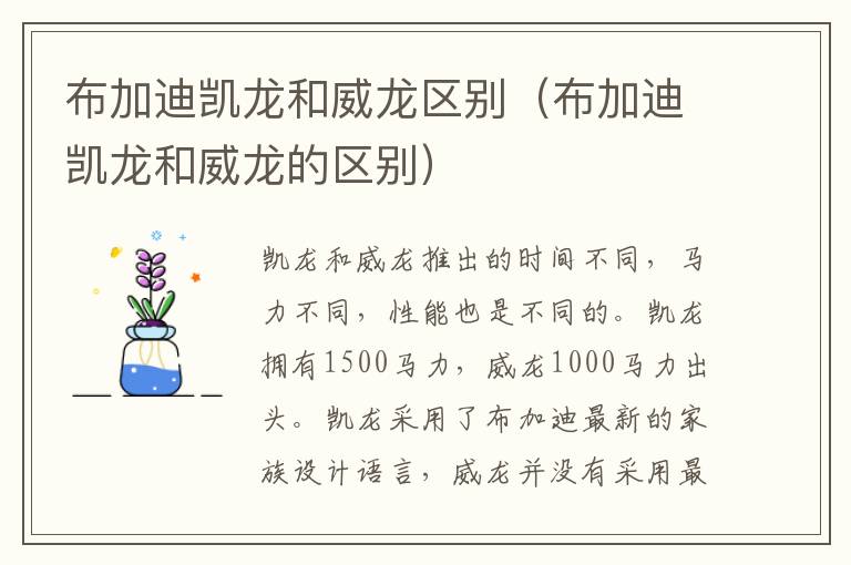 布加迪凯龙和威龙区别（布加迪凯龙和威龙的区别）