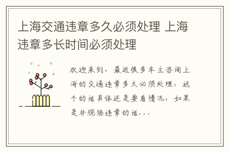 上海交通违章多久必须处理 上海违章多长时间必须处理
