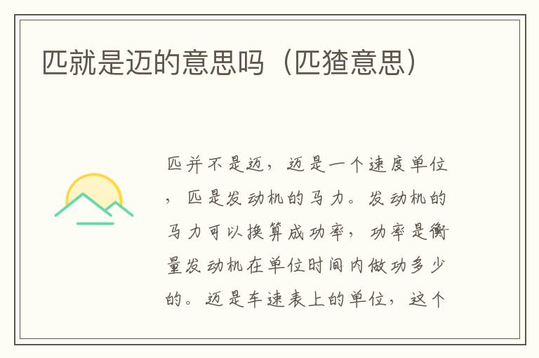匹就是迈的意思吗（匹猹意思）