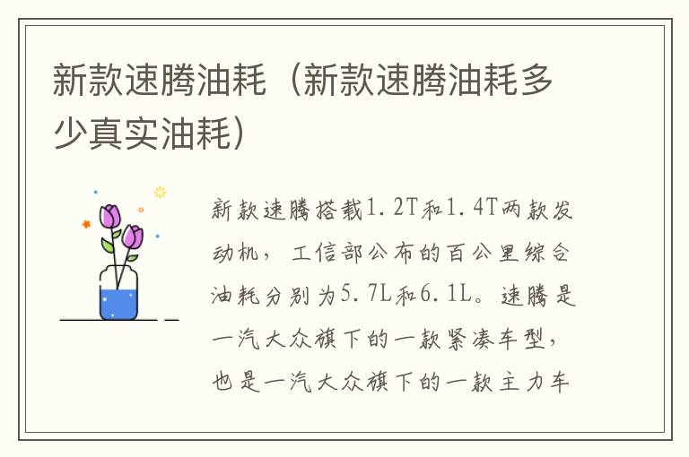 新款速腾油耗（新款速腾油耗多少真实油耗）