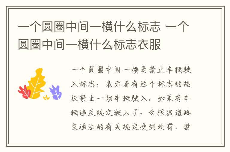 一个圆圈中间一横什么标志 一个圆圈中间一横什么标志衣服