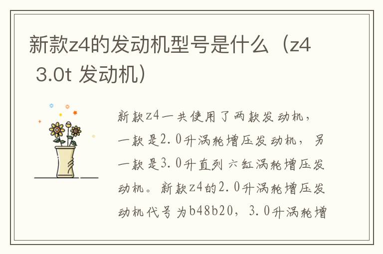 新款z4的发动机型号是什么（z4 3.0t 发动机）