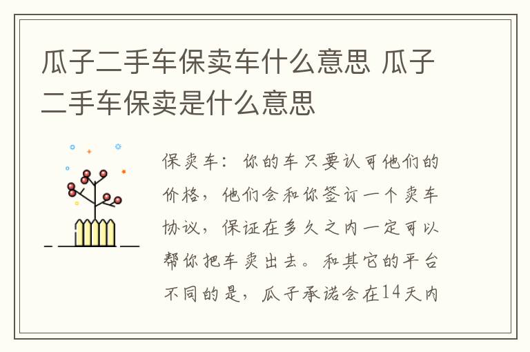 瓜子二手车保卖车什么意思 瓜子二手车保卖是什么意思