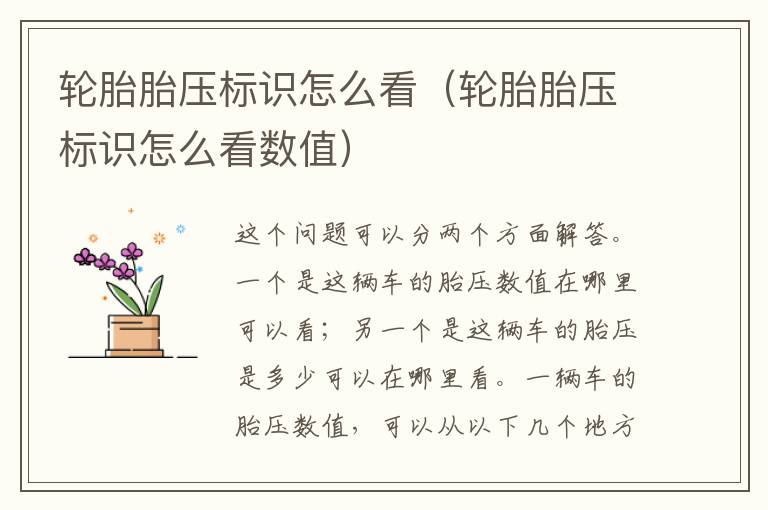 轮胎胎压标识怎么看（轮胎胎压标识怎么看数值）