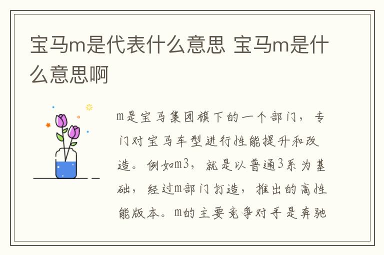 宝马m是代表什么意思 宝马m是什么意思啊