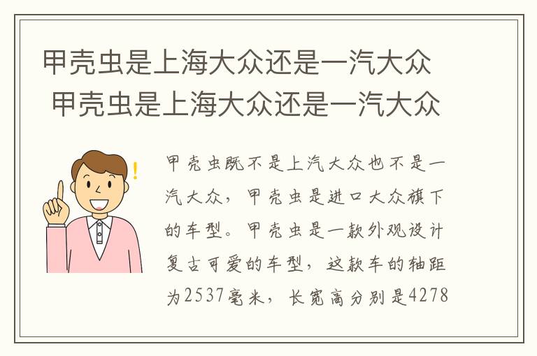 甲壳虫是上海大众还是一汽大众 甲壳虫是上海大众还是一汽大众的
